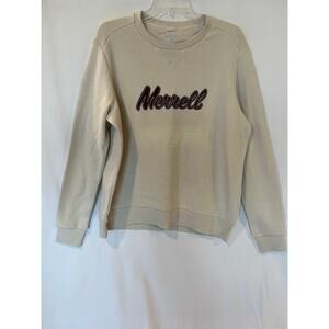 Merrell Women's Beige Crewneck Sweatshirt XL Embroidered Logo Casual Pullover